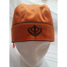 Sikh punjabi turban patka pathka khanda bandana head wrap orange colour singh