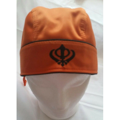 Sikh punjabi turban patka pathka khanda bandana head wrap orange colour singh