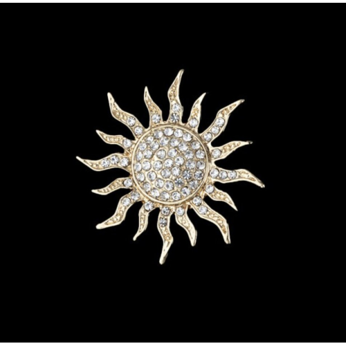 Stunning vintage look gold plated sun shaped brooch suit coat broach pin b12g