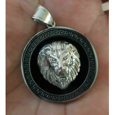 Unisex stunning rhinestones silver plated punjabi hindu sikh singh lion pendant
