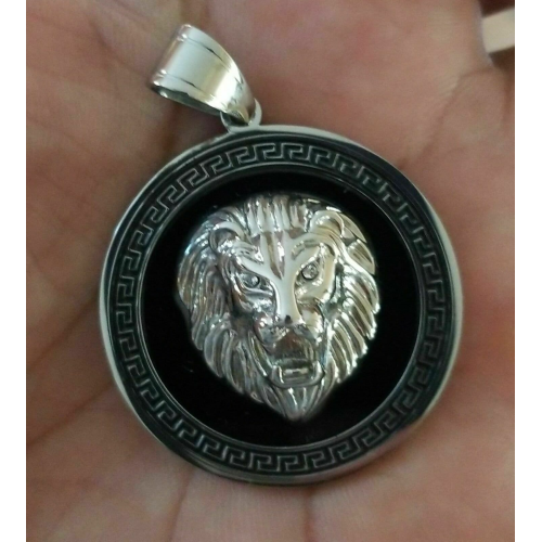 Unisex stunning rhinestones silver plated punjabi hindu sikh singh lion pendant