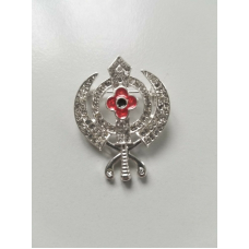 Stunning singh kaur silv plated sikh war remembrance day poppy khanda brooch pin