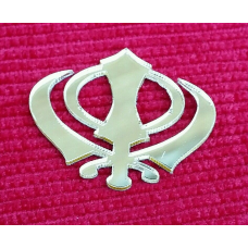 Sikh punjabi small golden khanda singh khalsa acrylic adhesive back sticker gift