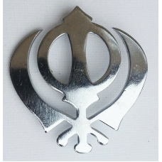 Stunning chrome plated steel sikh khanda brooch pin for singh turban patka pp