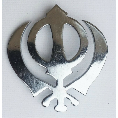 Stunning chrome plated steel sikh khanda brooch pin for singh turban patka pp