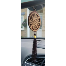 Punjabi sikh wooden ek onkar stunning pendant for car rear mirror red tassel qq1