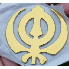 Sikh punjabi large golden khanda singh kaur khalsa acrylic adhesive sticker mm1