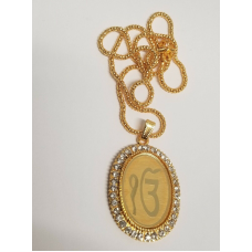 Gold plated ek onkar pendant punjabi sikh singh kaur khalsa car rear mirror gift