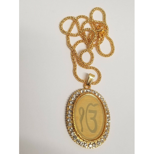 Gold plated ek onkar pendant punjabi sikh singh kaur khalsa car rear mirror gift