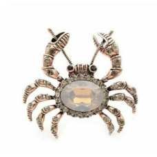 Stunning vintage look copper colour cream crab designer brooch broach pin b55