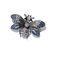 Honey bee brooch stunning silver plated blue diamante suit coat broach pin ggg38