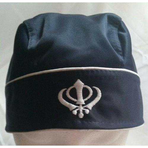 Sikh punjabi turban patka pathka khanda bandana head wrap blue colour singh