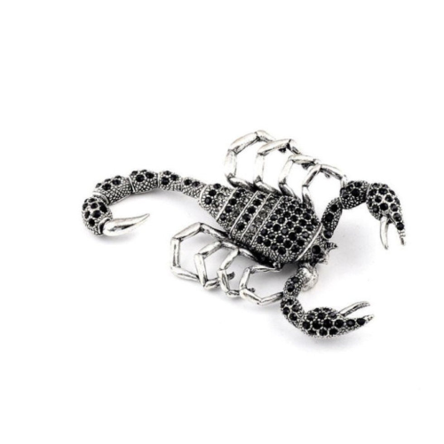 Valentine scorpion brooch vintage look celebrity broach silver plated pin ggg90