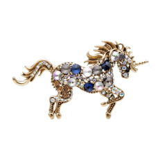 Stunning vintage look gold plated unicorn horse celebrity brooch broach pin gg44