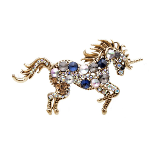 Stunning vintage look gold plated unicorn horse celebrity brooch broach pin gg44