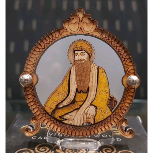 Sikh guru ram das ji wood carved photo portrait singh kaur desktop stand c8 gift