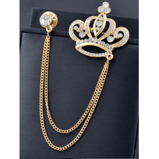 King crown brooch vintage look gold plated celebrity broach charles pin u11 new
