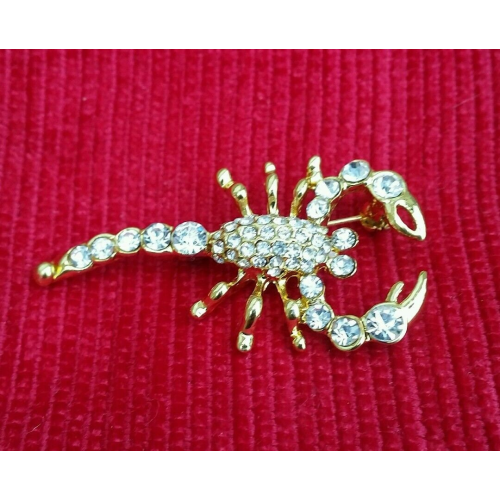 Gold plated scorpion brooch star sign cake pin - birth sign talisman protection