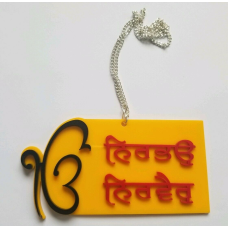 Acrylic punjabi sikh singh kaur khalsa ek onkar nirbhau nirbhay pendant for car