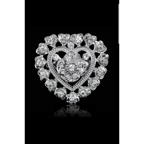 Heart brooch silver plated christmas new year stunning diamonte pin broach rrr