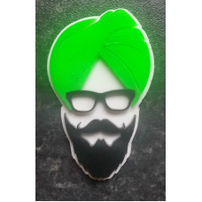 Sikh punjabi sardarji green turban singh khalsa acrylic adhesive back sticker