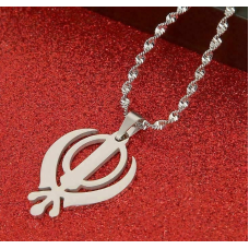 Stunning stainless steel sikh singh kaur khanda pendant in matching chain b49s