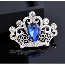 Crown brooch stunning vintage look silver plated stones royal design broach zy4