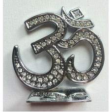Car dashboard mantle piece 3d stunning silver tone large hindu om stand gift 507
