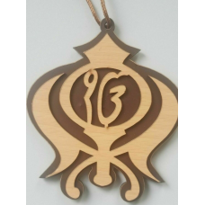 Punjabi sikh ek onkar khanda khalsa singh kaur wooden pendant car hanger aaa6