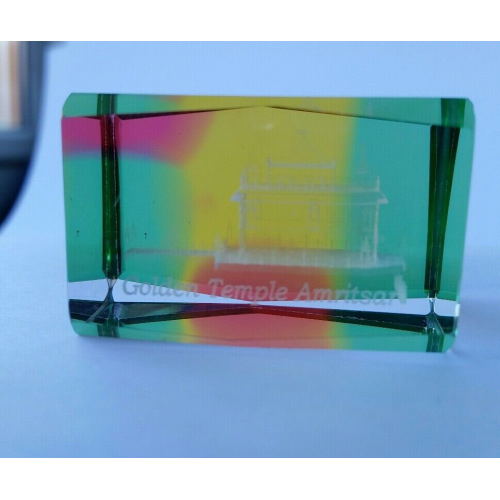 Sikh golden temple amritsar 3d laser etched 1.7” crystal multi colour glass cube