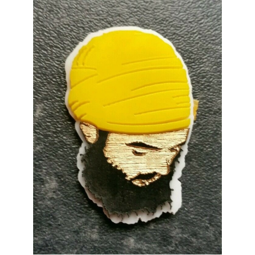Sikh punjabi fateh yellow dumala singh khalsa acrylic adhesive back sticker a7