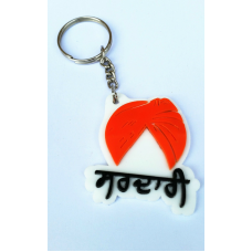 Sikh punjabi word sardari singh pagari kesari orange turban key ring key chain