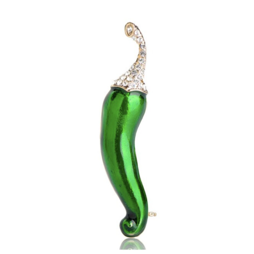 Green chilli pepper brooch gold plated celebrity broach vintage look pin ggg98