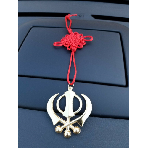 Singh kaur punjabi sikh gold plated khanda pendant car rear mirror hanging a6