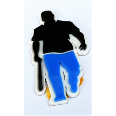 Punjabi gangster with baseball bat blue trousers acrylic adhesive back sticker