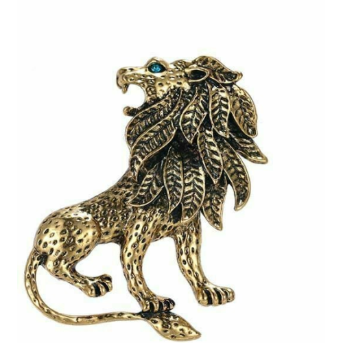 Stunning vintage look gold plated retro lion king celebrity brooch broach pin z2