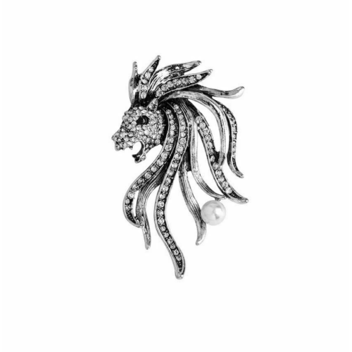 Stunning vintage look silver plated retro lion celebrity brooch broach pin b49o