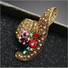 Vintage look gold plated gold stones hat brooch suit coat broach pin collar ao6