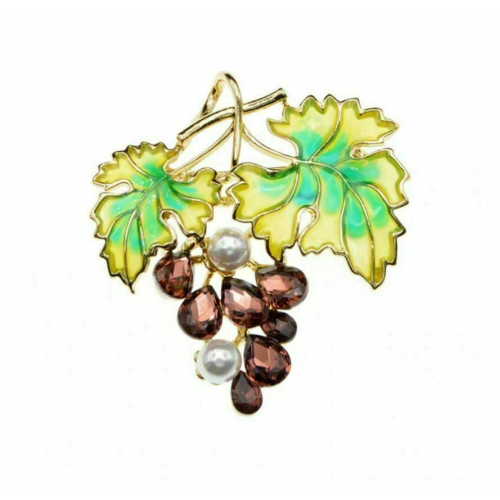 Vintage look gold plated grapes bunch brooch suit coat broach pin collar z32