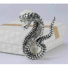 Stunning vintage look silver plated cobra snake design brooch broach pin b48od