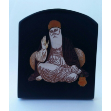Sikh guru nanak dev ji wood carved photo portrait sikh desktop stand a1