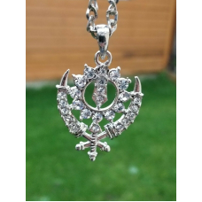 Small steel punjabi sikh khanda pendant - stunning rhinestones - ideal sikh gift