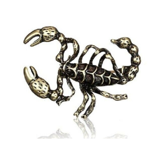 Stunning gold plated vintage look solid scorpion christmas brooch cake pin c13