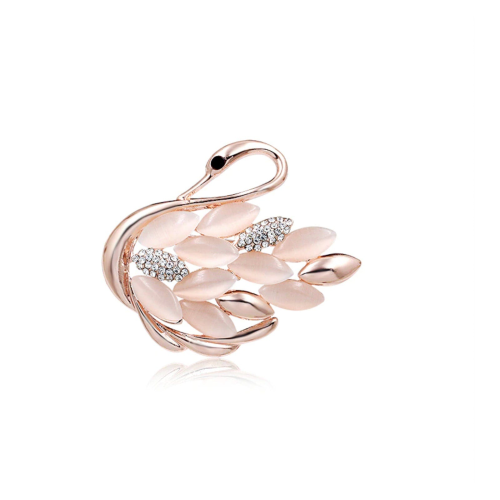 Swan brooch rose gold plated vintage look stunning diamonte christmas pin jjj9