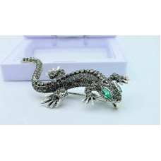 Stunning silver plated vintage look lizard gecko christmas brooch cake pin n6