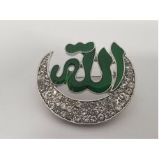 Stunning rhinestones silver plated allah word muslim islamic islam brooch pin aa