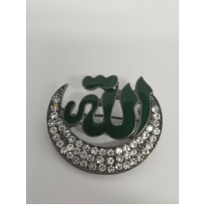 Stunning rhinestones silver plated allah word muslim islamic islam brooch pin ab