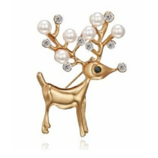 Stunning diamonte gold plated vintage look celebrity reindeer brooch cake pin a3