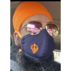 Sikh singh kaur punjabi embroidery khanda protection face mask for turban dumala