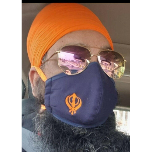 Sikh singh kaur punjabi embroidery khanda protection face mask for turban dumala